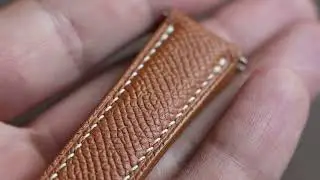 Golden Brown Grained French calf leather custom watch strap for Omega deployment clasp