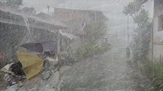 SUPER CRAZY RAIN ! THE MOST EXTREME MONSTER HURRICANE HIT VILLAGE LIFE IN ASIA 🥶🌪️