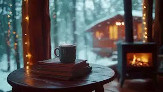 Twilight in a Snowy Cabin ❄️🔥 | Peaceful Winter Night Ambience
