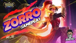 ZORRO GAMEPLAY &bull; JUNGLE? SPLIT? META PURINHO!🤺 HEROES EVOLVED MOBILE 💥