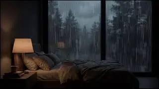 Enchanted Forest Midnight Rain ASMR, rain lake with rain mountain sounds easing insomnia sleep