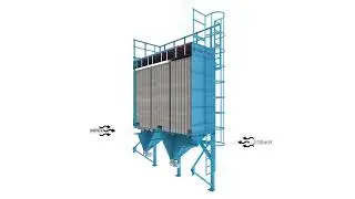 Animation of the Pulse Jet Baghouse Operation for air dust collection. Model: Blizzard 50 Pulse