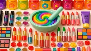 Satisfying Slime ASMR DIY | How to Make Rainbow Slime with Makeup Cosmetic Glitter Random Things