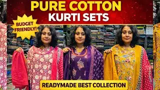 Pure Cotton Three Piece Readymade Kurti Sets in Rajajinagar Bengaluru Office & Daily Wear Collection