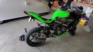 Yoshimura Alpha 3/4 race slip on exhaust on a 2020 Kawasaki ZX6R KRT