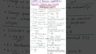 Electric charges and fields. Formula Chart | IIT-JEE | NEET | CUET | CBSE | Class -12 [ Physics ]🔥