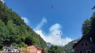 W-3A refilling it's water bag at Hrensko wildfire 25th July 2022