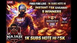 🎮 FREE FIRE LIVE | 1K SUBS HOTE HI ₹5K GIVEAWAY 💰