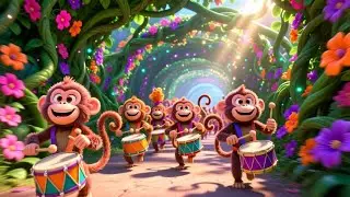 Bang Bang Monkey Drums Parade | Fun Animal & Music Rhyme for Kids | Nursery Rhymes & Kids Songs