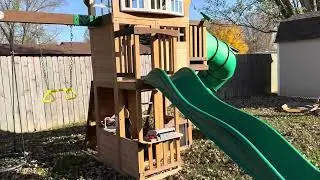 Backyard Discovery Cedar Cove Swing Set | Cedar Wood Playset with Slides, Swings, Clubhouse & More!