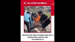 Bike caught fire when genz tried to burn the tyre  #nepalprotest  #genz