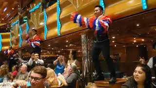 Waiters dance to 