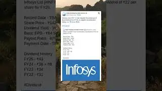 Infosys Ltd Final Dividend of FY25 Credited in Bank Accounts. #BreakingNews #StockMarket #2025