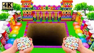 Pouring Sodas from a Dam into a Big Underground Pit Coca Cola, Fanta, Pepsi, Cola and Mentos