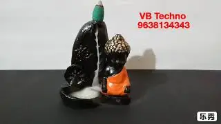 VB Techno Meditating Monk Buddha Backflow Incense Burner 09638134343