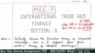 MEC 07 Solved Assignment 2024-25 | MEC 07 Assignment 2025 in English | MEC 07Assignment 2025 IGNOU