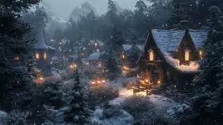 Medieval Winter Village | Relaxing Ambient | No Music! | soft Snowstorm, wind & falling snowflakes