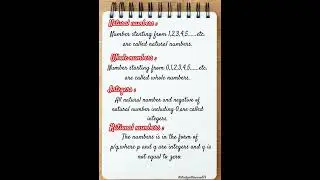 NATURAL NUMBER|| WHOLE NUMBER|| INTEGER ||RATIONAL NUMBER||