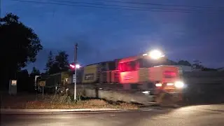 TasRail 2054 TR02 #33 train crossing Relbia Road