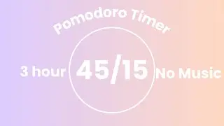 3 Hour Pomodoro Timer (45/15) | No Music | Pastel Lavender & Peach Aesthetic