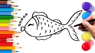 How To Draw cute fish  Drawing, Painting & Coloring For Kids and Toddlers_ Child Art 🐋🌈