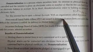Dematerialisation and working of Demat account || financial market