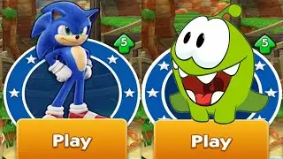 Sonic Dash vs Om Nom Run - Movie Sonic vs All Bosses Zazz Eggman All 61 Characters Unlocked