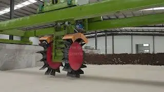 Wheel type compost turner for large scale organic fertilizer composting