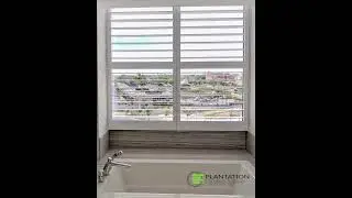 Moisture-resistant bathroom shutters for privacy, light control, and timeless style.
