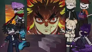 MHA BNHA villains 𝙧𝙚𝙖𝙘𝙩 𝙩𝙤 rengoku | Giyuu | Demon slayer | Deku | Gacha life