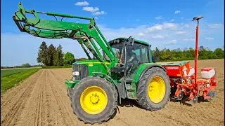 John Deere 6320 mit GASPARDO 6 -Reihen bei Maissaat im Fr&uuml;hjahr 2024 !