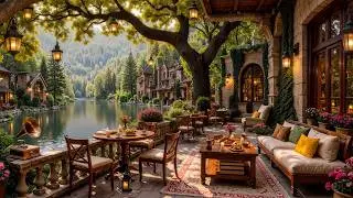 February Spring Jazz at Lakeside Coffee Shop Ambience 🍃 Relaxing Jazz Instrumental Music for Work