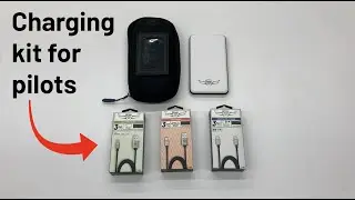 Flight Gear iPad Charging Kit for pilots - battery pack, charging cables, and case