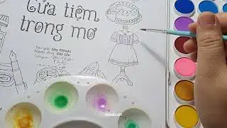 Color book with watercolor in cozy night | First page coloring
