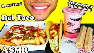 ASMR DEL TACO FRESH AVOCADO BEYOND MEAT VEGAN MUKBANG MILKSHAKE QUESO LOADED FRIES JERRY EATING