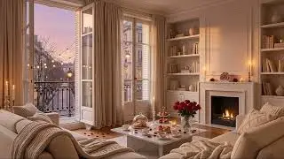 Cozy Valentine&rsquo;s Night in Paris ❤️ Fireplace, Candles, Eiffel Tower & Relaxing Jazz