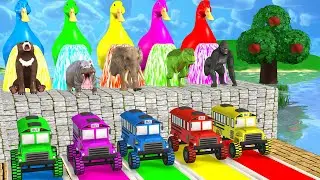 Long Slide Game with Cow Elephant Gorilla Hippopotamus Tiger 3d Animal Game Funny 3d Animals