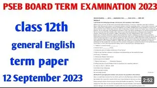 Pseb| #General English paper 12th class Pseb #September exam #2023 12th class General #English paper