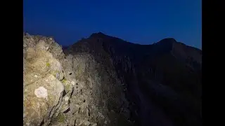Climbing Crib Goch's knife edge ridge at night - 4K