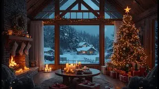Snowy Christmas Cabin Ambience 🎄 Cozy Fireplace for ADHD Focus & Calm 4 Hours