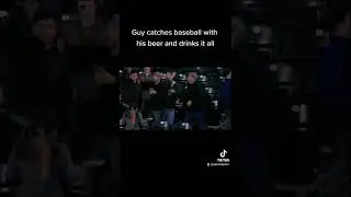 Guys catches baseball with his beer and drinks it all #shorts #mlb #baseball #beer #crazy #catch
