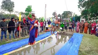 🌊 Don't Fall! Extreme Bamboo Balance Challenge 😱😂 #Mrbeast #alamin9930 #AlGamingFun