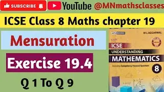 Icse Class 8 Maths chapter 19, Mensuration || Exercise 19.4 ( Q 1 To Q 9 )