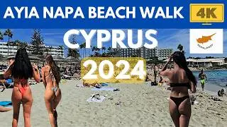 Walking tour 4K - Cyprus Ayia napa party beach ⛱️