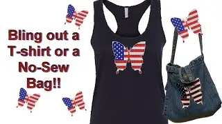 FREE Butterfly USA Flag svg on a No-Sew Bag