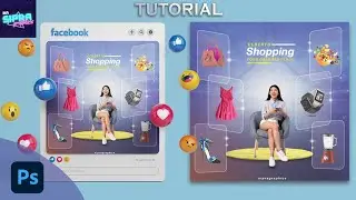Advanced Online shopping social media post design | Adobe Photoshop step by step tutorial - English