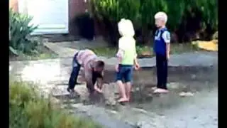 Silvan Nick en Sharon in de waterplassen