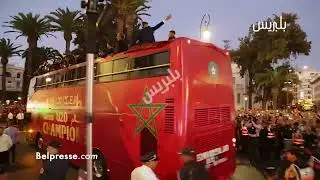 ...Accueil populaire l&eacute;gendaire &agrave; Rabat pour les Lionceaux de l'Atlas, champions du monde.