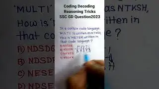 Coding Decoding | Coding Decoding Reasoning Tricks| Reasoning for SSC GD |
