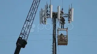 Cell Tower Maintenance. Stock Footage